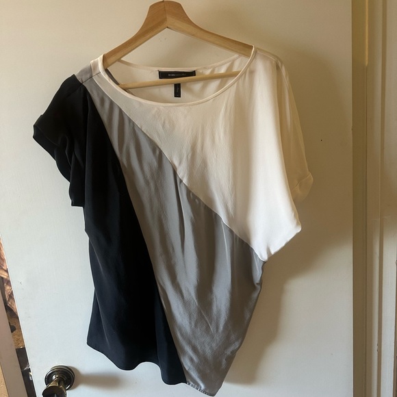 BCBGMaxAzria Women's Tri-Color Top - Black, White, Gray - Picture 1 of 5